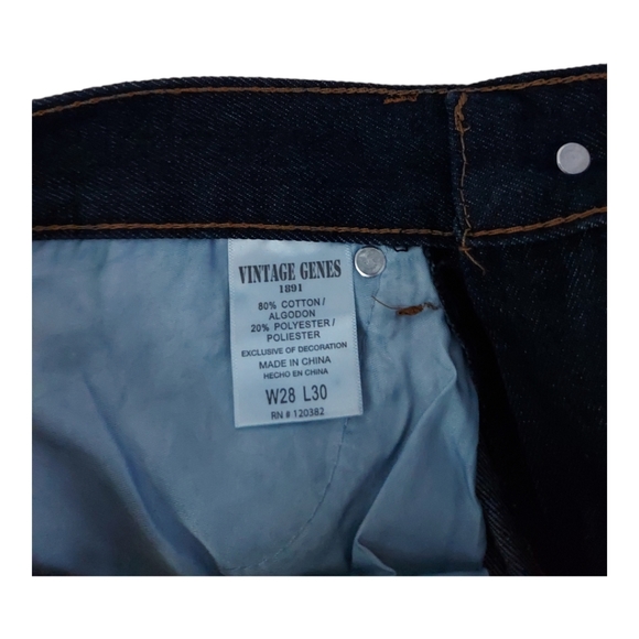 Vintage Genes 1891 Slim Straight Mens Dark Blue Denim Jeans W 28 ,L 30 NWOT - Picture 4 of 11